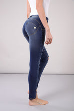 Load image into Gallery viewer, Freddy Regular-rise WR.UP® skinny trousers with pearls and rips-Dark Blue-Fi&Co Boutique
