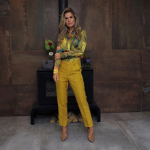 Load image into Gallery viewer, 10 FEET Tailored Pants in Shiny Linen Blend-Ochre-Fi&amp;Co Boutique
