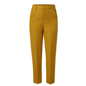 10 FEET Tailored Pants in Shiny Linen Blend-Ochre-Fi&Co Boutique