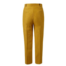 Load image into Gallery viewer, 10 FEET Tailored Pants in Shiny Linen Blend-Ochre-Fi&amp;Co Boutique
