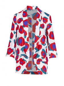 Anonyme Tailored Shawl Blazer with Tulip Print-Red-Fi&Co Boutique