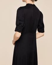 Load image into Gallery viewer, byTimo Satin Midi Flounce Dress-Black-Fi&amp;Co Boutique
