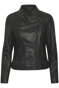 Culture CUarzu Leather Jacket-Black-Fi&Co Boutique