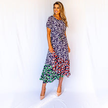 Load image into Gallery viewer, Emily Lovelock Green Purple and Red Floral Tea Dress-Flower-Fi&amp;Co Boutique
