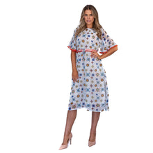 Load image into Gallery viewer, Emily Lovelock White Tea Party Dress with Bell Sleeve-White-Fi&amp;Co Boutique
