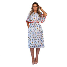 Load image into Gallery viewer, Emily Lovelock White Tea Party Dress with Bell Sleeve-White-Fi&amp;Co Boutique
