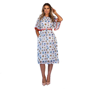 Emily Lovelock White Tea Party Dress with Bell Sleeve-White-Fi&Co Boutique