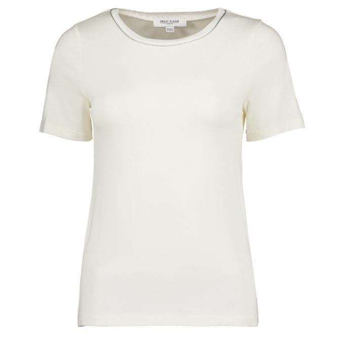 Great Plains Erica Jersey Round Neck Top-White/Silver-Fi&Co Boutique