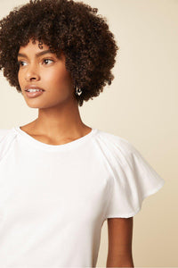 Great Plains Marta Mix Jersey Short Sleeve Top-White-Fi&Co Boutique