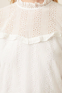 Great Plains Monmarte Embroidered Frill Neck Top-Milk-Fi&Co Boutique