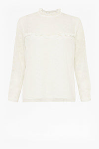 Great Plains Monmarte Embroidered Frill Neck Top-Milk-Fi&Co Boutique