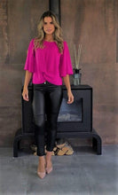 Load image into Gallery viewer, Hanita Fuchsia Pink Bell-Sleeve Top-Fuchsia-Fi&amp;Co Boutique
