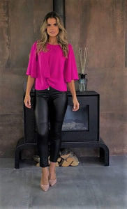 Hanita Fuchsia Pink Bell-Sleeve Top-Fuchsia-Fi&Co Boutique