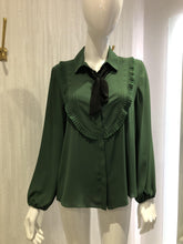 Load image into Gallery viewer, Hanita Green and Back Ribbon Shirt-Amazonia-Fi&amp;Co Boutique
