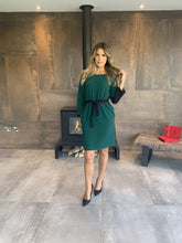 Load image into Gallery viewer, Hanita Green and Black Shift Dress-Green/Black-Fi&amp;Co Boutique
