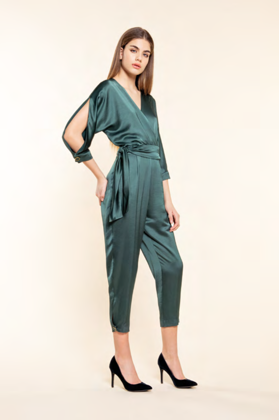 Hanita Green Satin Jumpsuit-Lago-Fi&Co Boutique