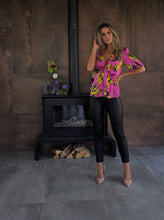 Load image into Gallery viewer, Hanita Pink Floral Top-Fuchsia Floral-Fi&amp;Co Boutique
