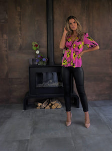 Hanita Pink Floral Top-Fuchsia Floral-Fi&Co Boutique