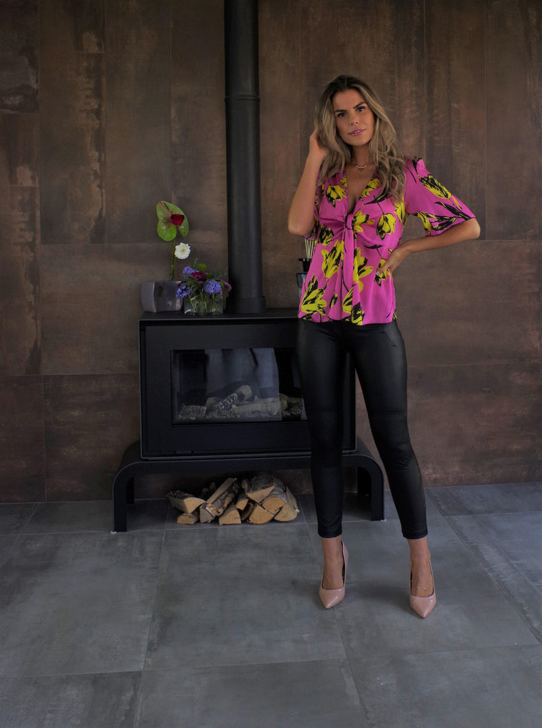 Hanita Pink Floral Top-Fuchsia Floral-Fi&Co Boutique