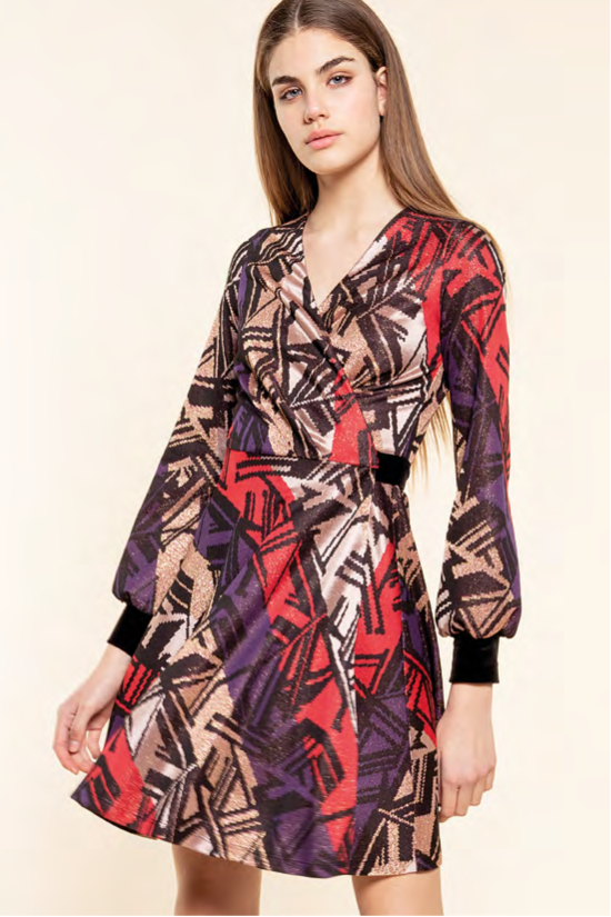 Hanita Red & Bronze Dress-Red Flame-Fi&Co Boutique