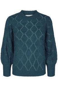 Kaffe KAjoanna Pullover 3/4 Sleeve-Moroccan Blue-Fi&Co Boutique