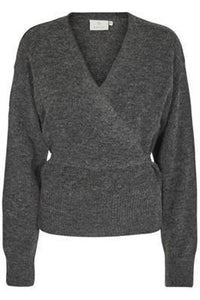 Kaffe KAwendy Wrap Cardigan-Dark Grey Melange-Fi&Co Boutique