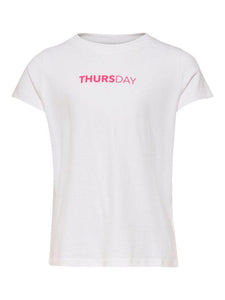 KONWEEKDAY S/S TOP BOX JRS-Bright White / Print: Thursday-Fi&Co Boutique