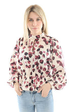 Load image into Gallery viewer, Lokita Milano Leaf Pattern Blouse-Red-Fi&amp;Co Boutique
