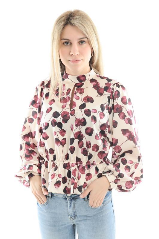 Lokita Milano Leaf Pattern Blouse-Red-Fi&Co Boutique