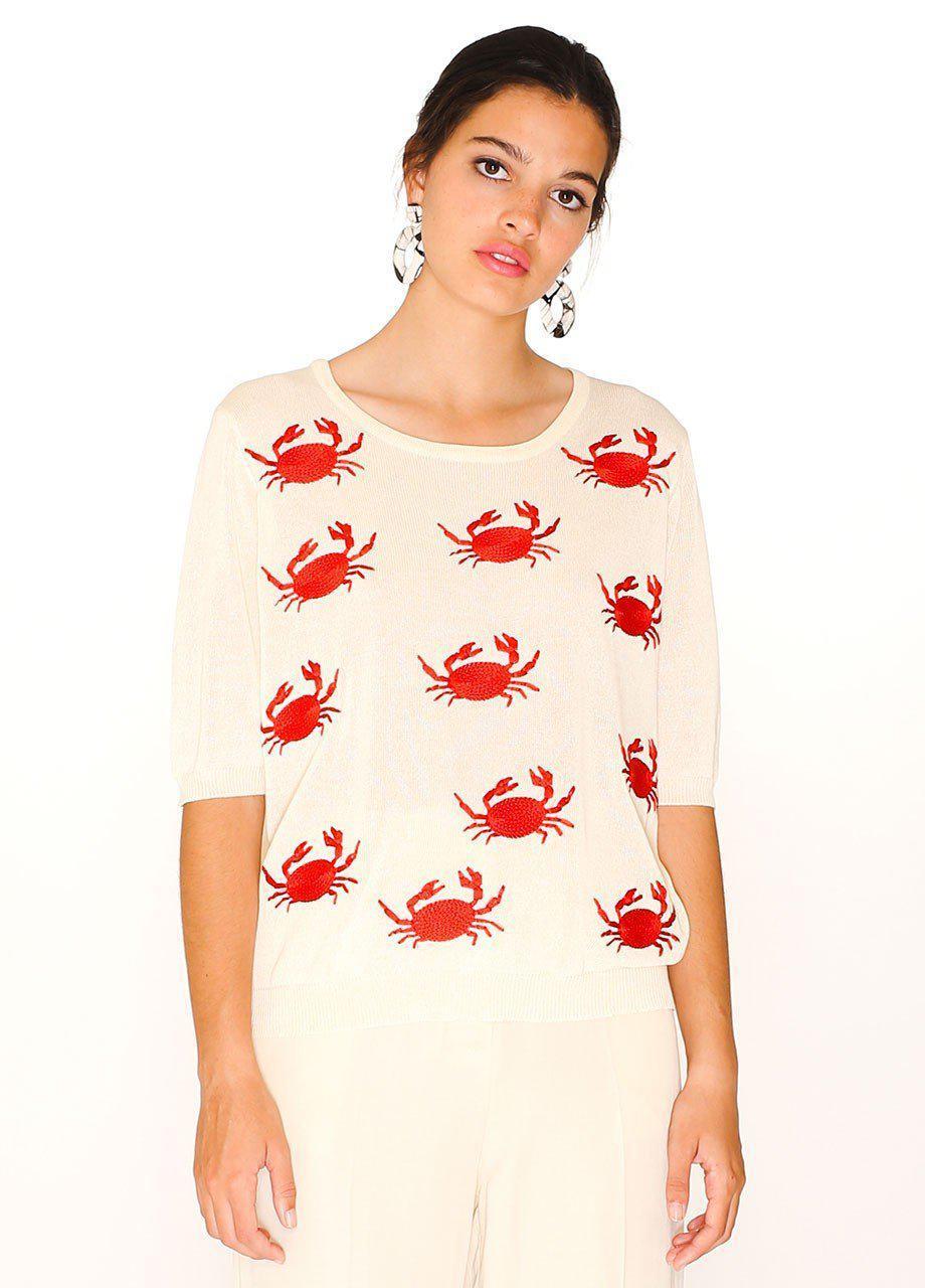 Pepaloves Crab Embroidery Sweater-Ivory-Fi&Co Boutique