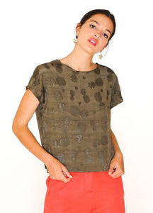 Pepaloves Top Pineapple Khaki-Khaki-Fi&Co Boutique