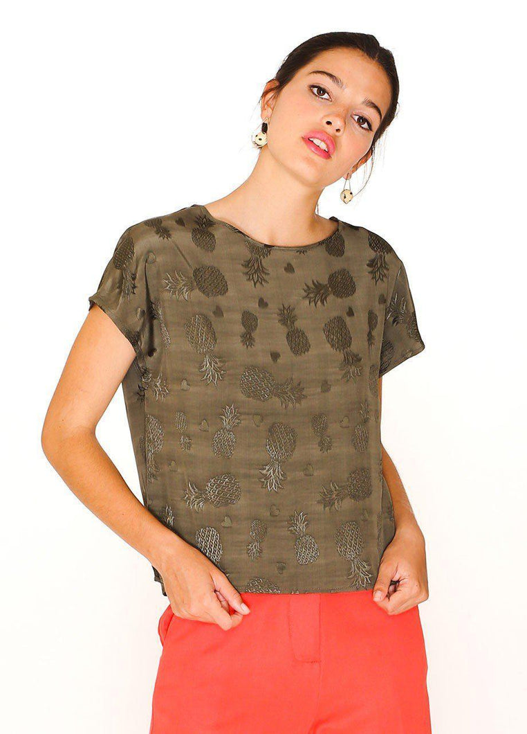 Pepaloves Top Pineapple Khaki-Khaki-Fi&Co Boutique