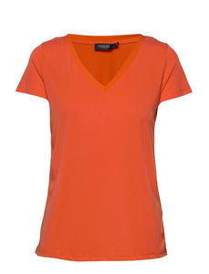 Soaked in Luxury SL Columbine V-Neck SS-Tangerine Tango-Fi&Co Boutique