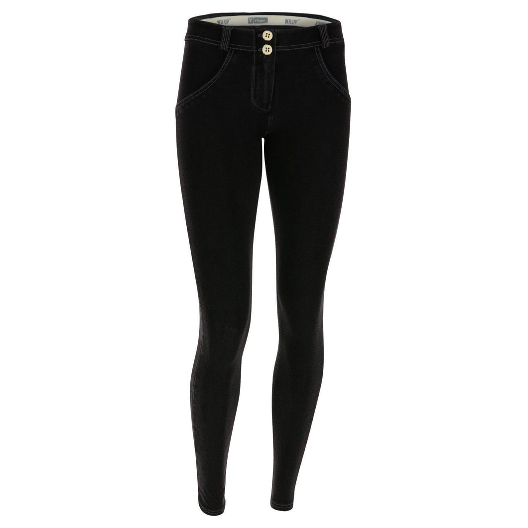 WR.UP® regular-rise skinny-fit trousers in black denim-Black Denim-Fi&Co Boutique