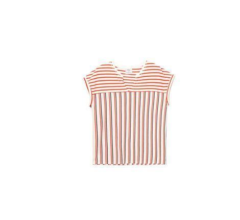 Yerse Camiseta con combinación de rayas-Coral-Fi&Co Boutique