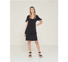 Load image into Gallery viewer, Yerse Double-Layered Dress-Black-Fi&amp;Co Boutique
