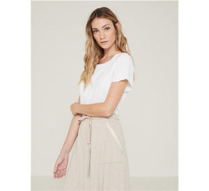 Yerse Slub-Cotton Skirt-Stone-Fi&Co Boutique