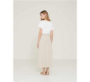 Yerse Slub-Cotton Skirt-Stone-Fi&Co Boutique