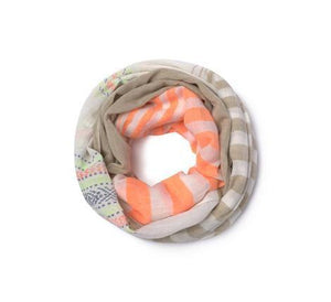 Yerse Striped Scarf-Beige and Naranja-Fi&Co Boutique